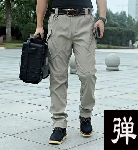 Men'S Spring Autumn City Cargo Elastic Pants Trekking Hiking Camping Climbing Running Sports Cycling Work Outdoor Trousers